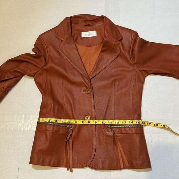 Elegance Paris women’s brown cognac leather jacket size US 2 - Picture 13 of 16